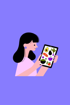Customized Diet Plan Icons on a Digital Tablet Interface