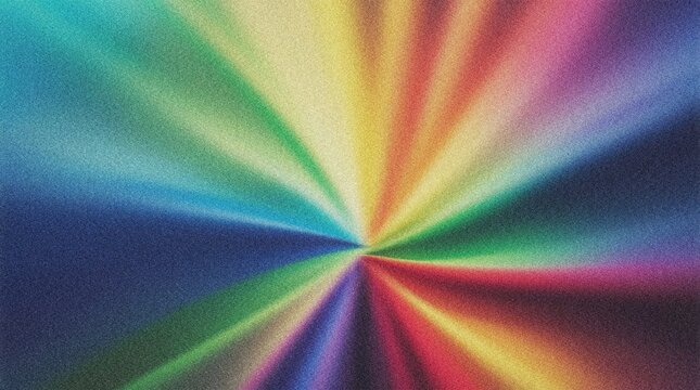 Vibrant rainbow color burst, dynamic radial spectrum, colorful light rays, abstract textured background, bright energetic design element 4K grainy texture Background