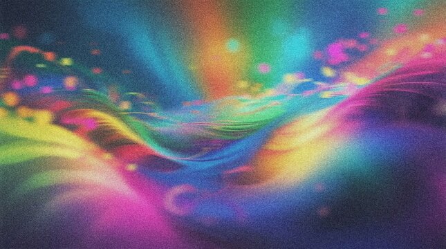 Vibrant abstract rainbow wave background, colorful flowing light streaks, dynamic spectrum energy, artistic digital art for modern design 4K grainy texture Background