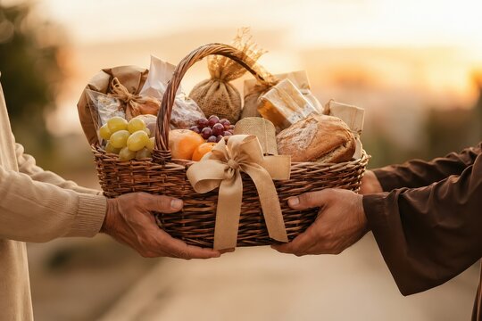 Kurban Bayram Gift Basket with Fresh Fruit Bread and Traditional Treats