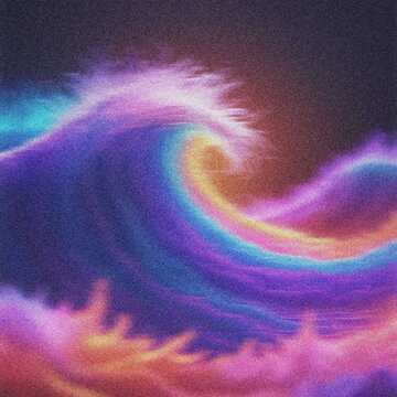 Psychedelic neon wave, vibrant abstract ocean art, colorful liquid motion, dynamic fluid texture, energetic digital illustration 4K grainy texture Background