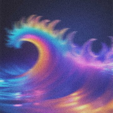 Psychedelic rainbow wave, vibrant abstract liquid art, colorful holographic ocean current, mesmerizing gradient light effect, surreal digital fluid motion 4K grainy texture Background
