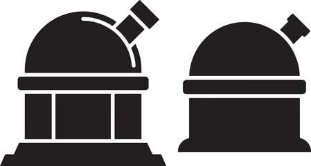 Two observatory domes silhouette vector graphic objects © Creative Icon Store 
