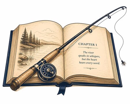 fishing pole clip art old book 