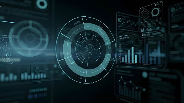 Futuristic interface with circular graphs.