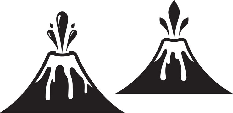 Volcano eruption icon silhouette