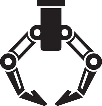 Robot claw icon, industrial mechanism vector symbol
