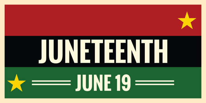 Juneteenth freedom day celebration bold graphic design with stars and date for emancipation proclamation
