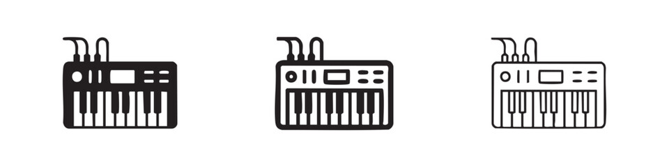 Electronic synthesizer or music keyboard icon set. © liubomir118809