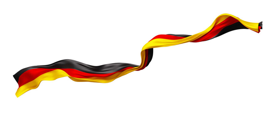 German flag ribbon flowing isolated on transparent background 3D render