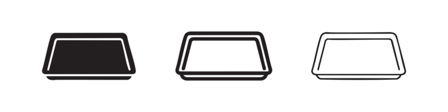 Simple rectangular tray or container icon set.