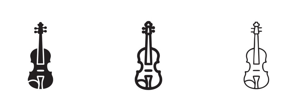 Violin icon set. Classical string instrument.