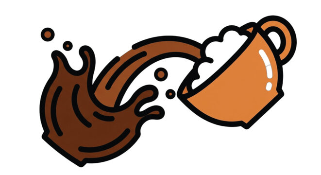 Brown liquid pouring from cup.