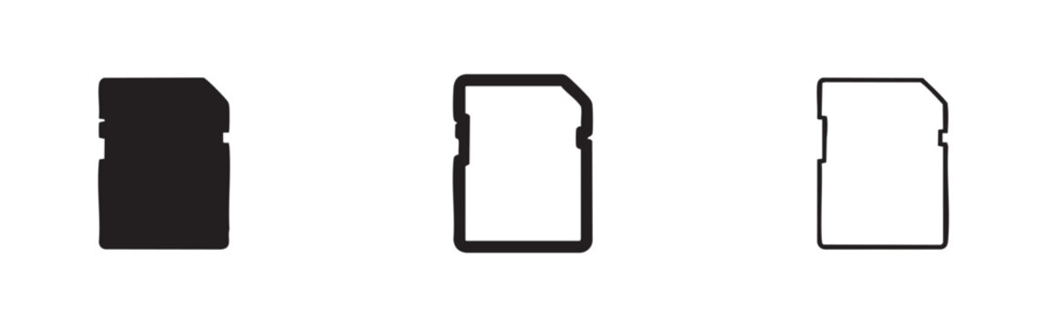 SD Card Icons: Solid, Outline, and Thin Outline Styles