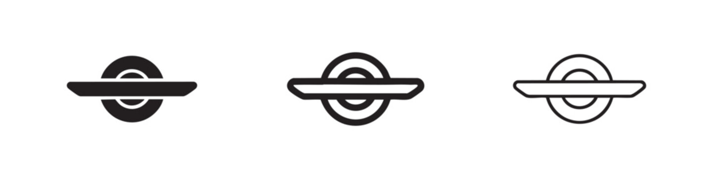 Monowheel icon: black solid, black outline, and minimalist line art