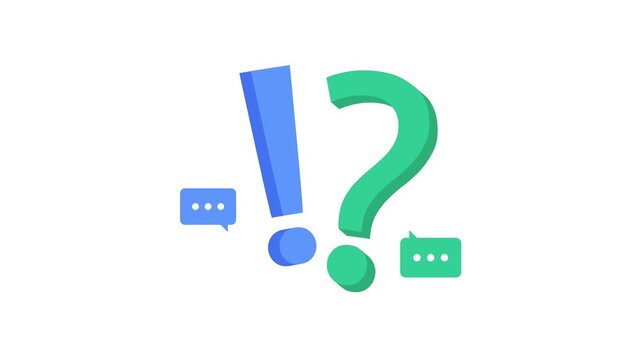 Question and answer session with animated punctuation marks