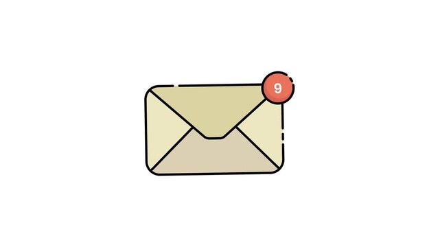 Animated Envelope Icon with Message Counter Badge on White and Green Background