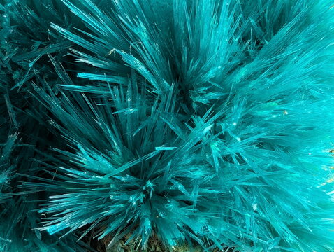 Intense Teal Crystalline Spikes Abstract Structure