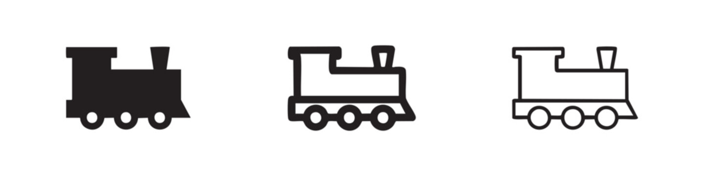 Steam Locomotive Train Engine Icon Set