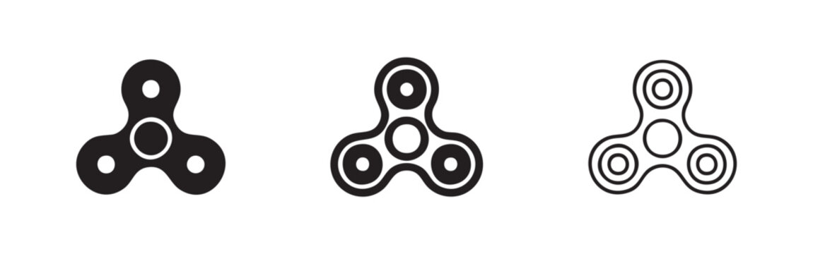 Fidget Spinner Hand Toy Stress Relief Icon Set