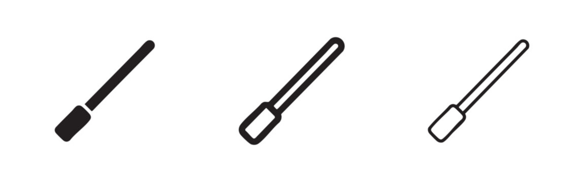 Police baton or stick icon set in three outline styles
