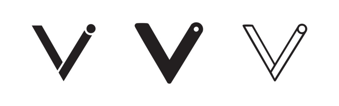 Stylized Letter V Logo Icon Set, Modern Abstract Monogram Designs for Branding and Identity