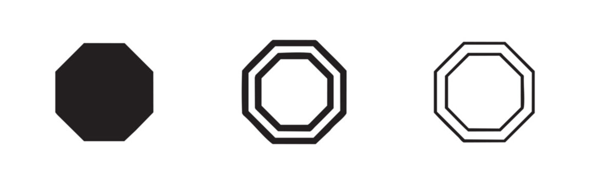 Octagon and stop sign shape icons for traffic and warning symbols