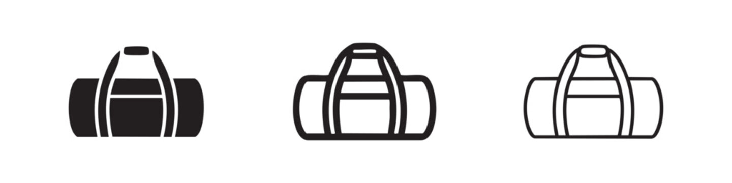 Duffel Bag and Gym Holdall Icon Set for Travel and Fitness Gear
