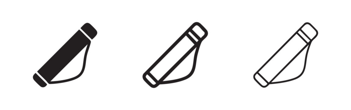 Cylindrical Tube Case and Document Bag Icon Set for Blueprint Storage