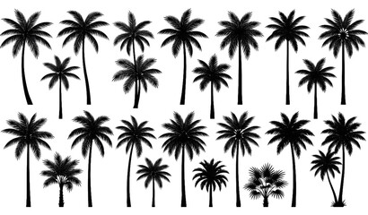 Fototapeta premium Highly detailed tropical palm tree silhouette vector pack with editable layered design