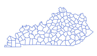 Kentucky State Map with Counties on Transparent Background © PNG Stock