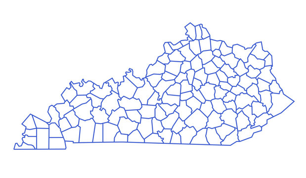 Kentucky State Map with Counties on Transparent Background