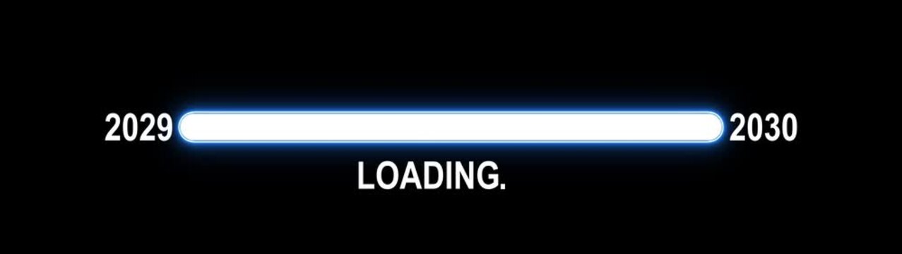 New 2030 year progress bar. Concept of new year, annual plan, growth strategy, business planning. New year 2030 loading bar animation Year changing from 2026 to 2027