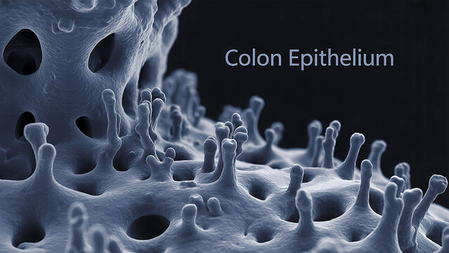 Colon epithelium cells micrograph showing cellular structure and morphology