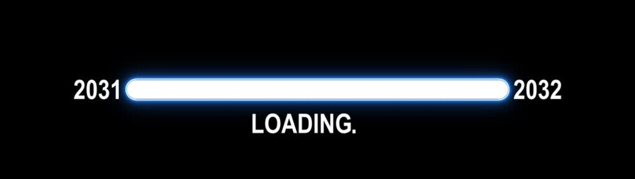 New 2032 year progress bar. Concept of new year, annual plan, growth strategy, business planning. New year 2032 loading bar animation Year changing from 2031 to 2032