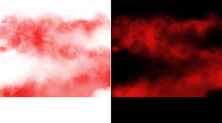 Red smoke texture overlays on black and white backgrounds, abstract crimson fog clouds, dramatic blood red mist vapor for photo editing and design © Helal