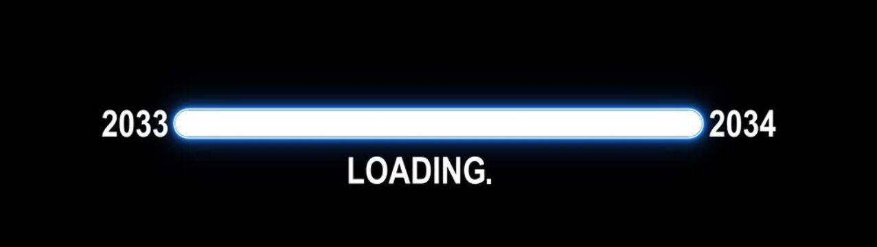 New 2034 year progress bar. Concept of new year, annual plan, growth strategy, business planning. New year 2034 loading bar animation Year changing from 2033 to 2034