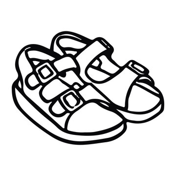 Comfortable kids strappy sandals doodle vector