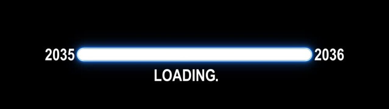 New 2036 year progress bar. Concept of new year, annual plan, growth strategy, business planning. New year 2036 loading bar animation Year changing from 2035 to 2036