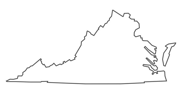 Virginia State Outline Gray Vector Map Minimalist Design