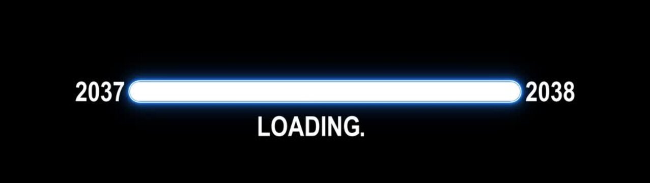 New 2038 year progress bar. Concept of new year, annual plan, growth strategy, business planning. New year 2038 loading bar animation Year changing from 2037 to 2038