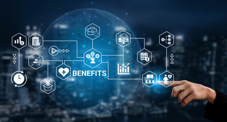 Fototapeta premium Employee benefits structure includes financial incentives, work flexibility, and career support Parse
