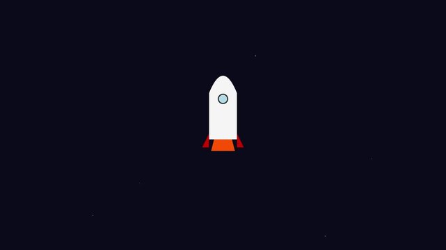 minimal rocket launch space animation loop