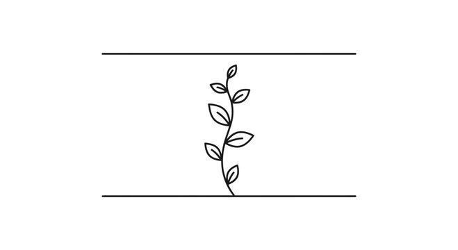 Minimalist illustration of a growing plant sprout between two parallel lines, symbolizing growth, nature, and new beginnings.