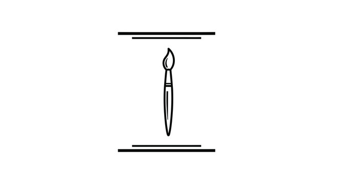 Minimalist Icon of a Paintbrush within Geometric Lines - Art and Creativity Symbol