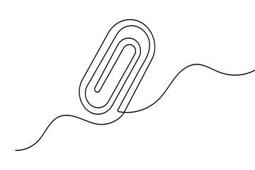 Obraz premium Minimalist single line art of a paperclip, clean outline vector for office and business design