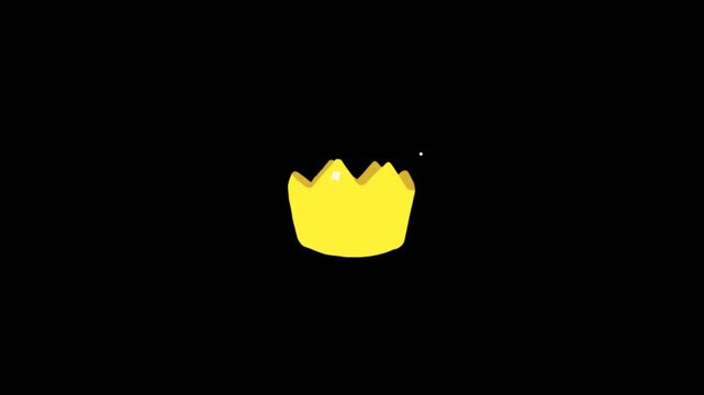 Animated crown emoji appears and disappears on black background with sparkling effect