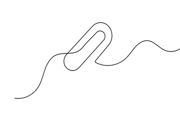 Obraz premium Minimalist single line art of a paperclip, clean outline vector for office and business design
