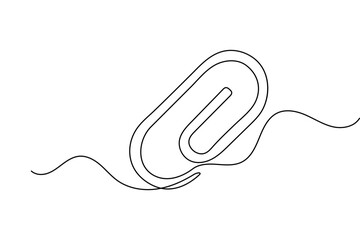 Obraz premium Minimalist single line art of a paperclip, clean outline vector for office and business design