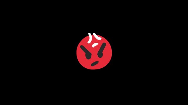 Animated angry face emojis on black background with white highlights